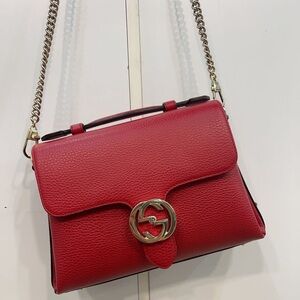 Gucci Dollar Calfskin Interlocking G Top Handle Shoulder Bag